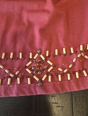 Vintage Ashley Hill Terracotta Tiered Maxi Skirt with Beaded Hem - Size Large